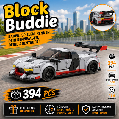 BlockBuddie  Audi R8 GT3 Sport MOC Auto Rennwagen Klemmbausteine