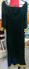 VINTAGE MEDIEVAL STYLE GREEN VELVET COSTUME DRESS W/GOLD FILAGREE   EZS000748 