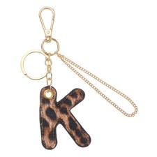 Initial Letter Keychain Letter K - Leopard Alphabet Key Chain, Gold