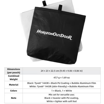 Insulated Food Pouch Tyvek Ultralight Waterproof Camping Meal Warmer 2PCS