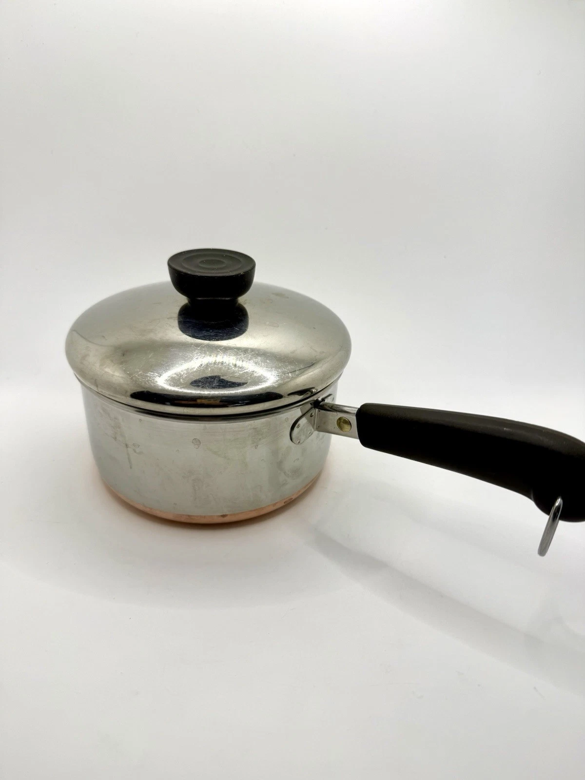 Vintage Revere Ware 1801 3/4 Qt. Copper Bottom Sauce Pan With Lid Rome NY, USA