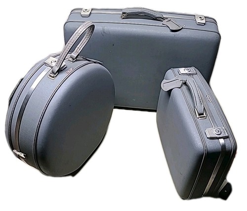 VTG American Tourister TRI-TAPER Gray Hard Vinyl Shell Suitcase Set Luggage READ - Picture 2 of 9