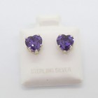 February Birthstone Amethyst 925 Sterling Silver Heart Cut Stud Earrings | 5.5mm