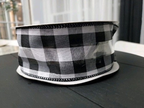 Bundle of 3 Black and White Buffalo Check/Plaid Ribbons/Mesh. NEW! | eBay