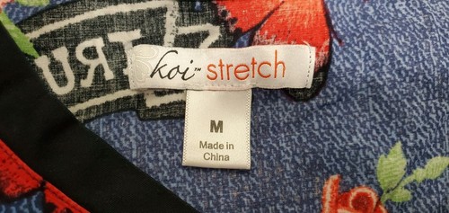 KOI Stretch S/S 'Luna' Stretch Cotton Scrub Top in 'Tiger Denim' Sz M Blue EUC - Picture 6 of 7