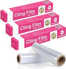 Cling Film Refill & Dispenser 3pk (30cm clingfilm x 50m Each) Catering Cling Fi