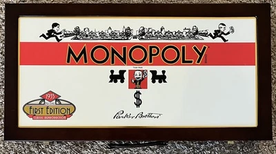 RARE Monopoly 1935 Deluxe First 1st Edition Reproduction Wood Case Open Box - Photo 1/4