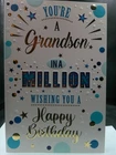 GRANDSON BIRTHDAY CARD (9" X 6") VERSE CUTE MODERN