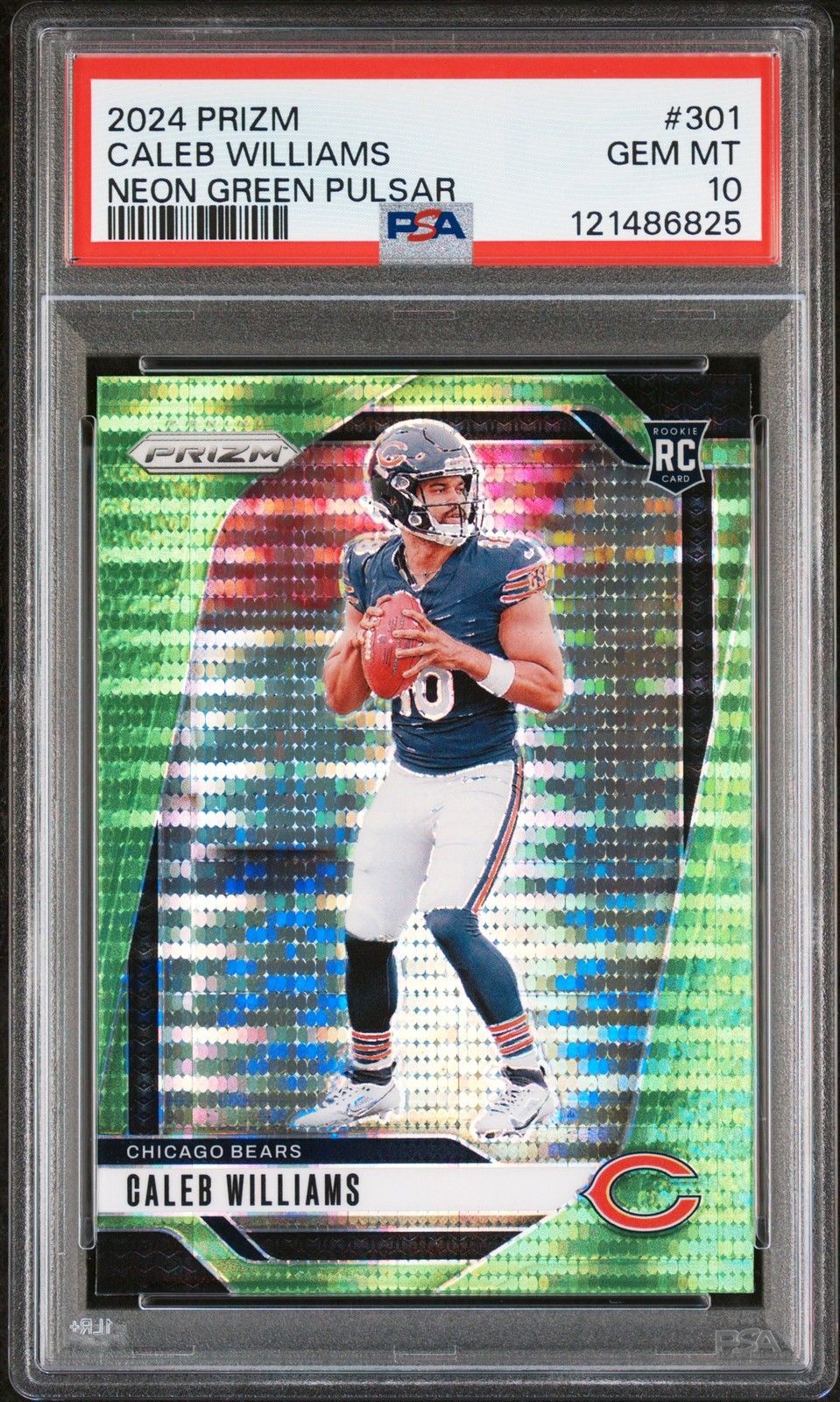 2024 PANINI PRIZM NEON GREEN PULSAR #301 CALEB WILLIAMS PSA 10