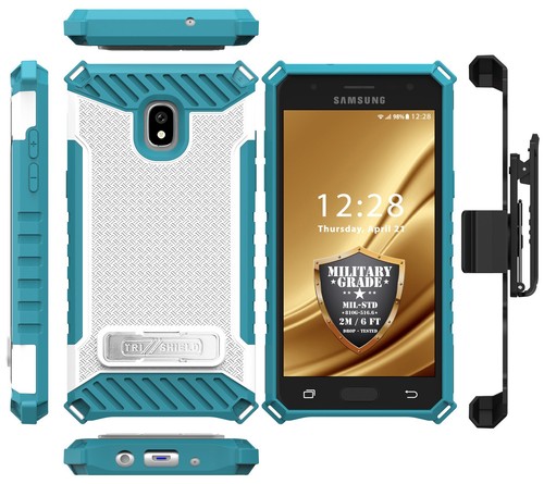 Blanc / Turquoise Étui + Clip Ceinture pour Galaxy Express Prime 3, Amp Sol 3 - Photo 5 sur 6