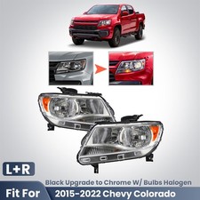 Black Upgrade To Chrome 2015-2022 Chevy Colorado Halogen Headlights Lhrh Pair