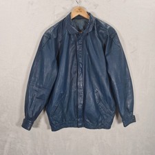 Giacca da volo francese vintage uomo 50" pelle blu bomber aeronautica militare anni 80