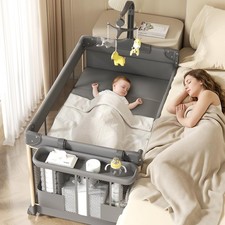 4-in-1 Baby Bassinet Bedside Sleeper Playard Changing Station