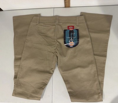 Dickies Girl Simple Pant Size 1 Khaki Mid Rise 1HH Straight Leg Cotton New.