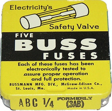 Pack of 5 Buss ABC 1/4 Amp 250 VAC Ceramic Fast Acting Fuses