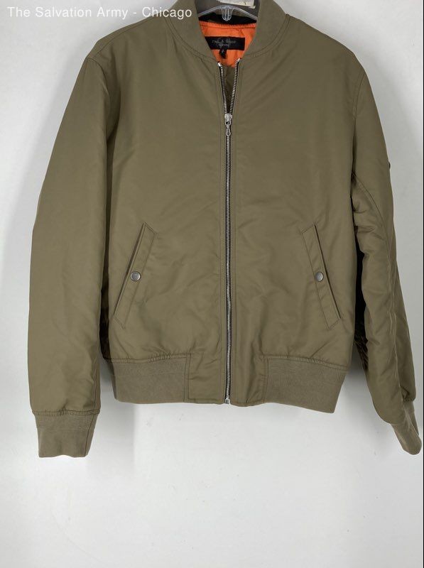 Rag & Bone Mens Olive Green Long Sleeve Full Zip Bomber Jacket Size Small