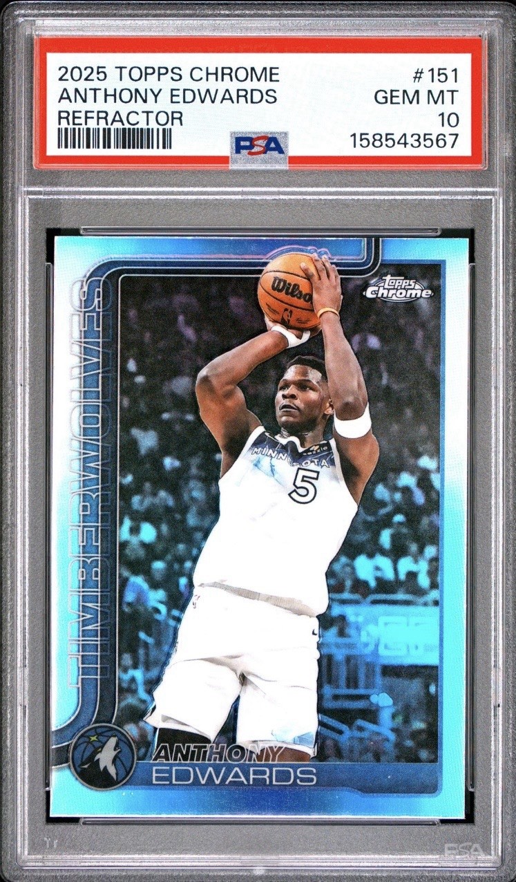 2025-26 Topps Chrome - Anthony Edwards #151 Refractor PSA 10 Gem Mint view 1