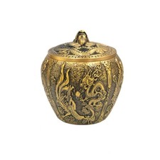 Teedose aus Messing Goldfarben Teedose mit Deckel Metall f&uuml;r Wohnzimmer, Sammler