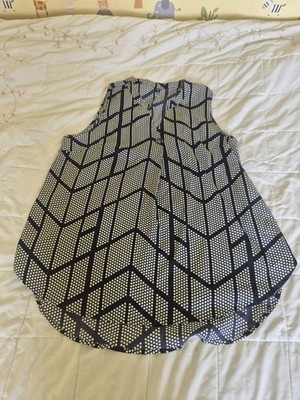 Women Plus Size Shien Vest Tunic Sleeveless 3XL Navy and Crean Long Length NWT