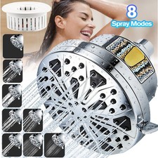 5'' Filtered High Pressure Shower Head 8 Spray Settings Bathroom Rain Showerhead