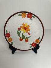 Interpur Japan Korea 1970s Kids Plate Floral Groovy Retro Orange Red Yellow Gree