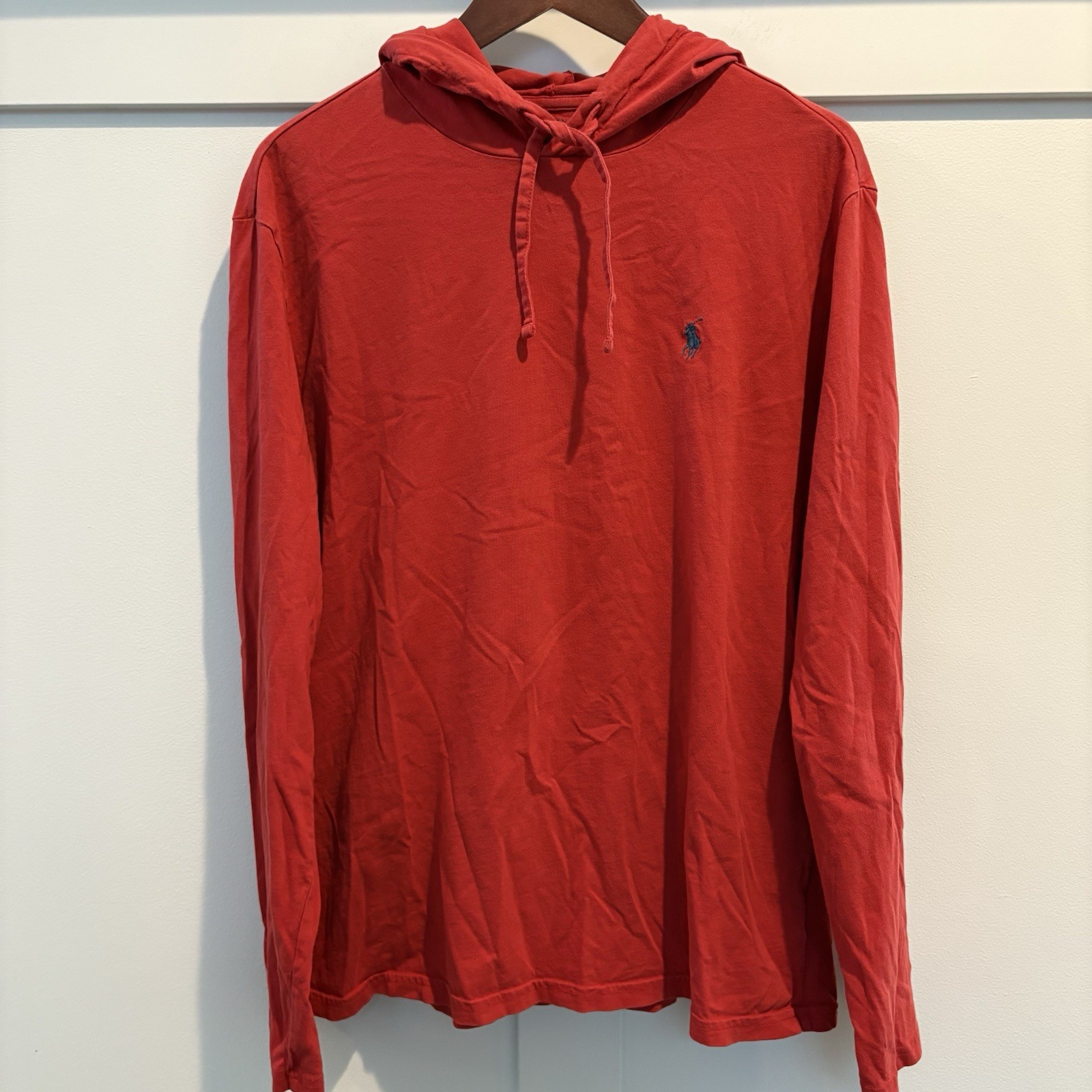 Polo Ralph Lauren Felpa con Cappuccio Uomo Taglia Large Rosso Maglia Leggera Pullover Navy Pony