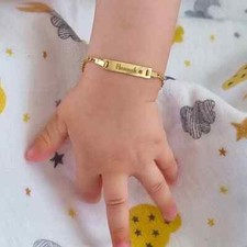 14K Gold Plated Bracelet, Baby Name Custom Baby Boy Bracelet Baby Girl Gift