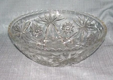 Vtg Anchor Hocking Prescut Clear STAR Of DAVID - 10 1/2" Glass CHIP Bowl- VGUVC