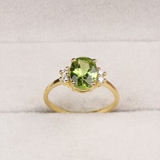Naturel Gemme Péridot Bague 925 Argent Bijoux Cadeau pour Elle