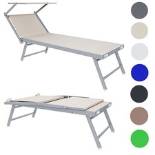 Lettino mare prendisole in alluminio tettuccio reclinabile pieghevole piscina