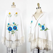 Mexican Shawl - Piano Shawl - Floral Shawl - Bridal Wrap