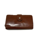 Mundi Women Tab Clutch Leather Wallet Brown 4057