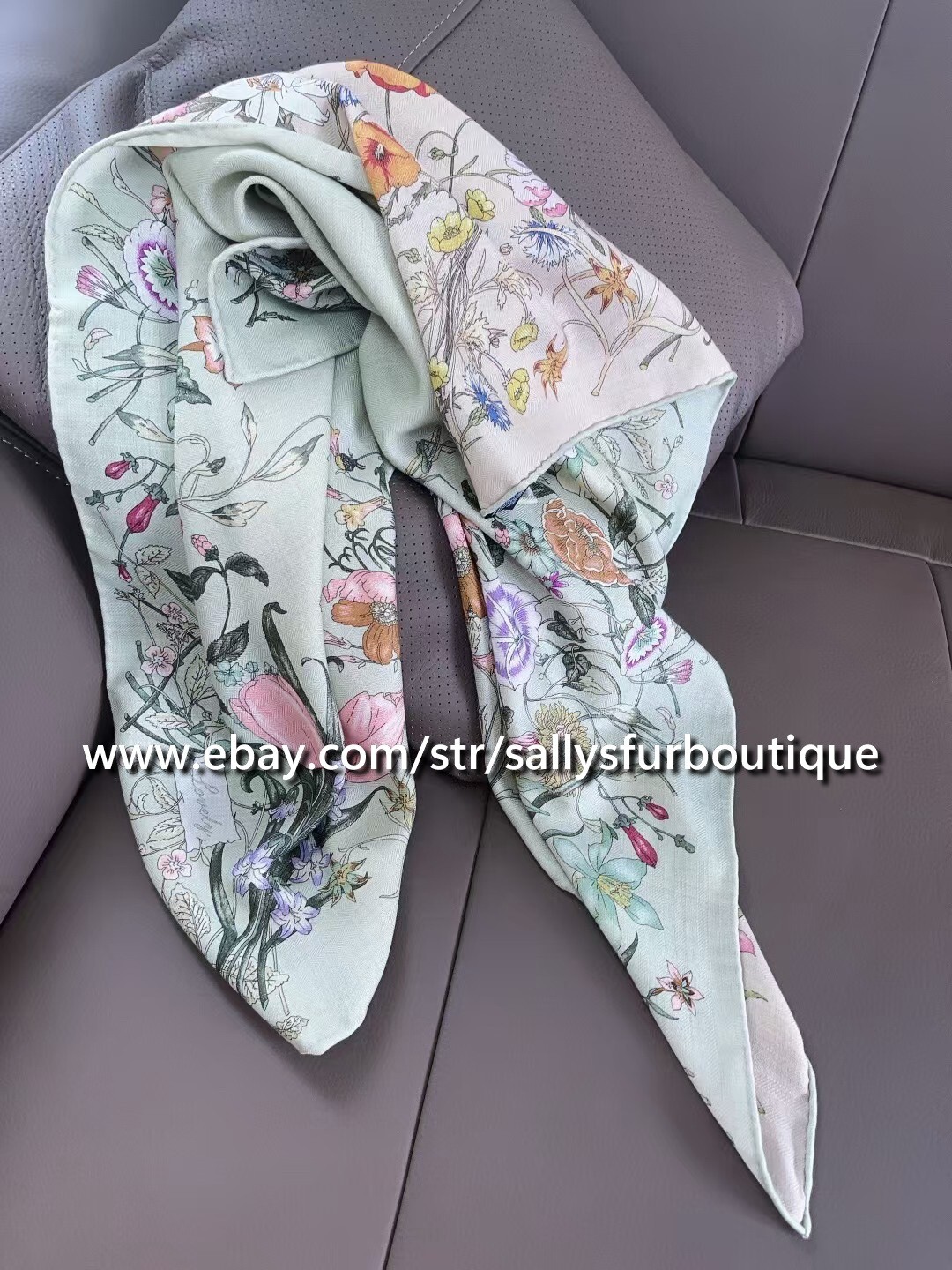 Sallys 70% Cashmere & 30% Silk Wrap Scarf Double Face Flowers Print Shawl 35