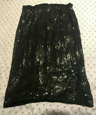 vintage CANDLELIGHT by JAINSONS 100% SILK BEADED SKIRT WOMEN'S M medium BLACK