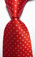 New Classic Polka Dot Red White JACQUARD WOVEN Silk Men's Tie Necktie