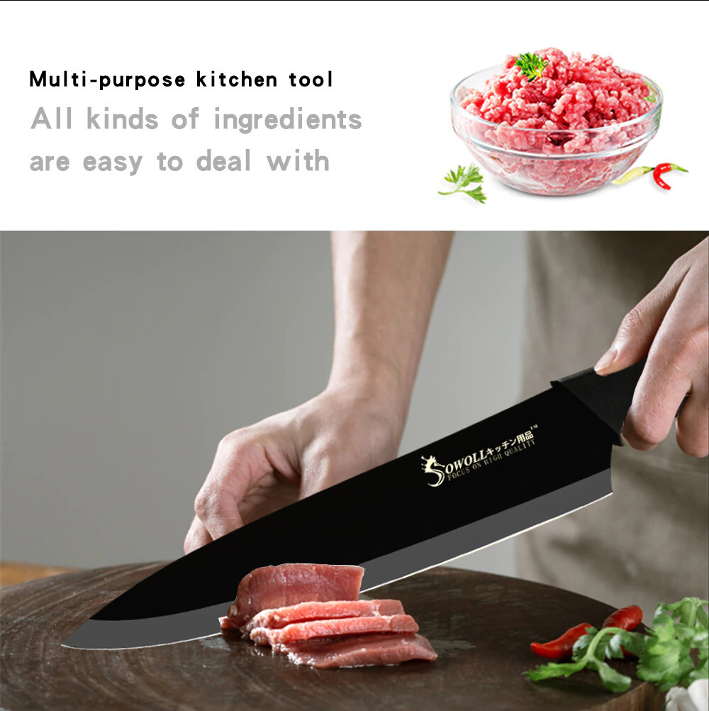 6pcs Stainless Steel Kitchen Knife Set Santoku Sharp Blade Utility Chef