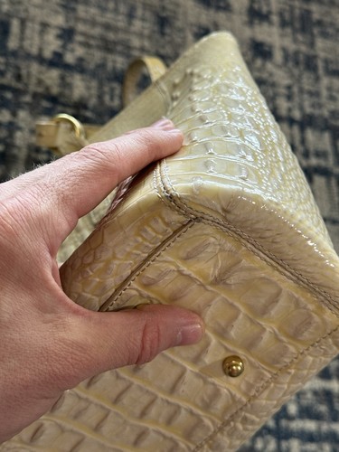 Brahmin Yellow Asher Melb Croc Emb Leather Shopper / Tote / Shoulder Bag Vtg - Picture 9 of 13