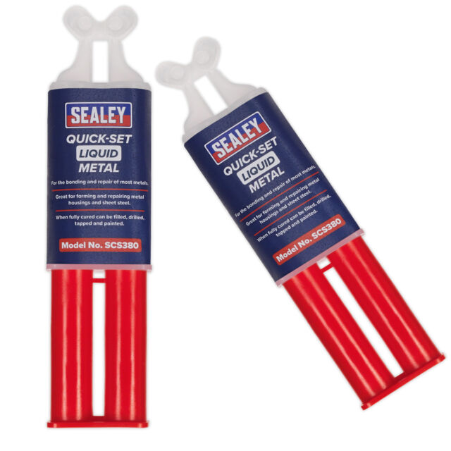 2pk Sealey SCS380 Quick Set Liquid Metal - Chemical Epoxy Metal Repair Syringe