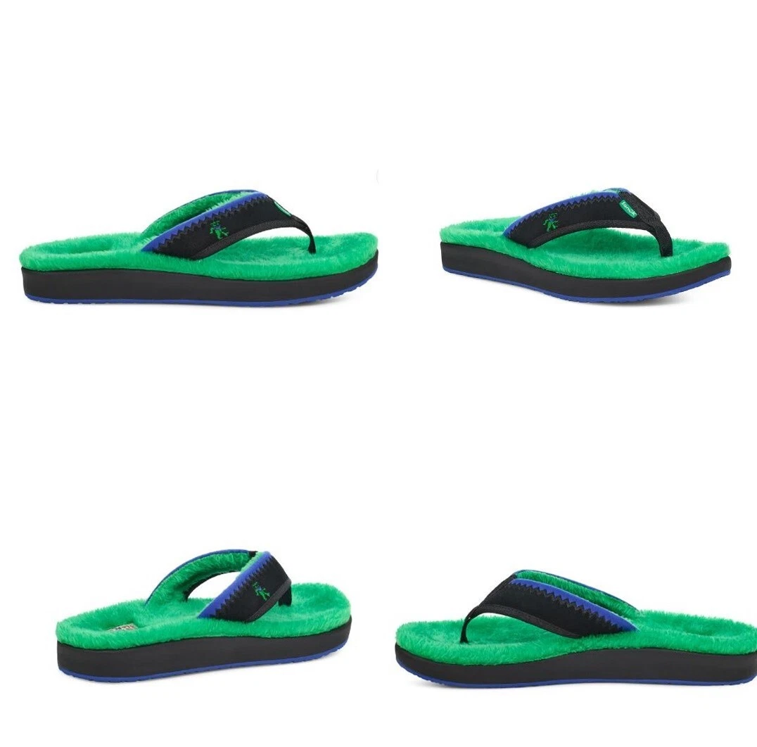 SANUK FURREAL ST GRATEFUL DEAD GREEN FLIP FLOPS SANDALS ALL GENDER