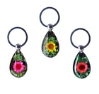 Keyring Car House Real Miniature Rose Flower Lucky Charm