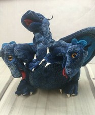 Folkmanis Three Headed Dragon Hand Puppet Blue 2387 Plush 13" Cute Rare Dinosaur