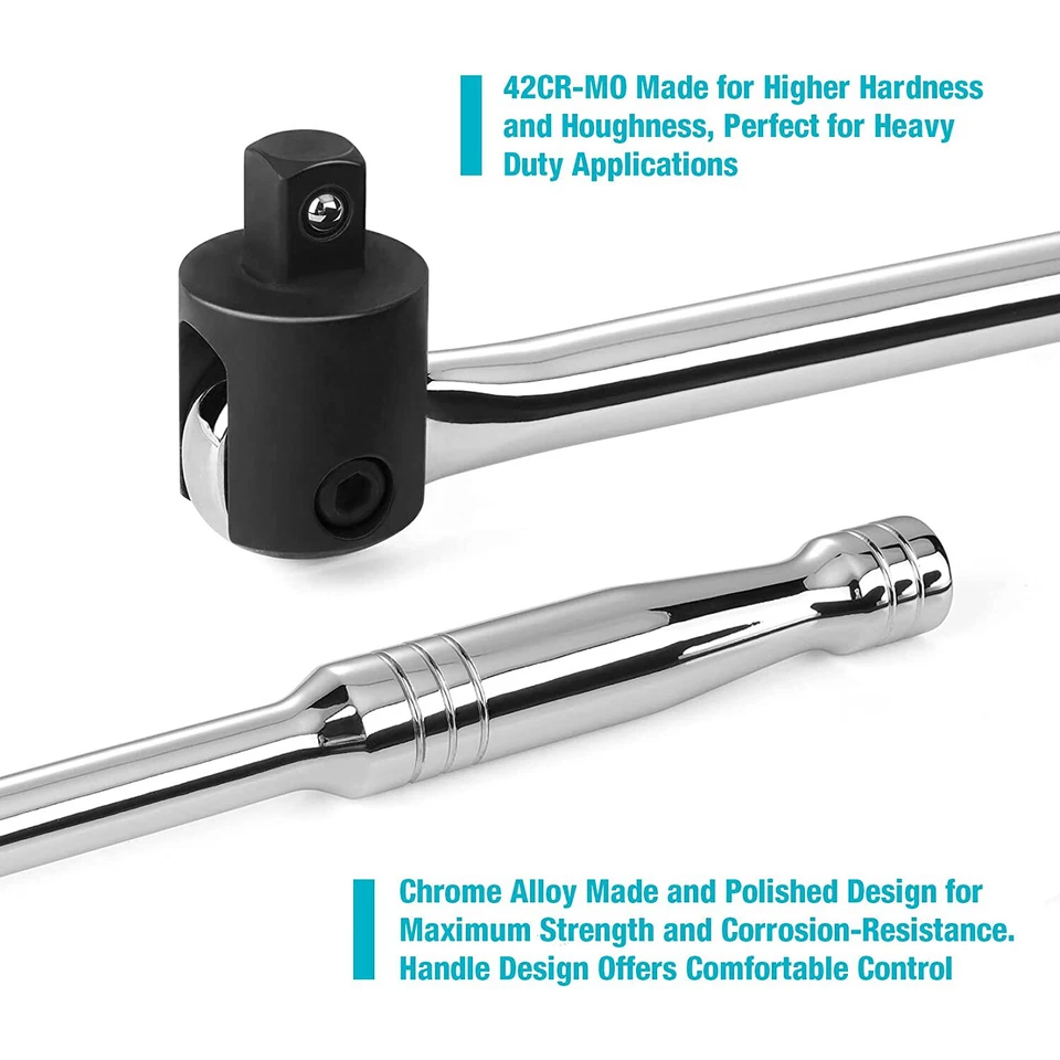 DURATECH Heavy Duty 1/2'' Drive Breaker Bar 24" Breaker Bars with 240° Flex Head - Image 4 of 4
