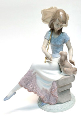 Lladro Picture Perfect #7612 Woman with Umbrella and Dog