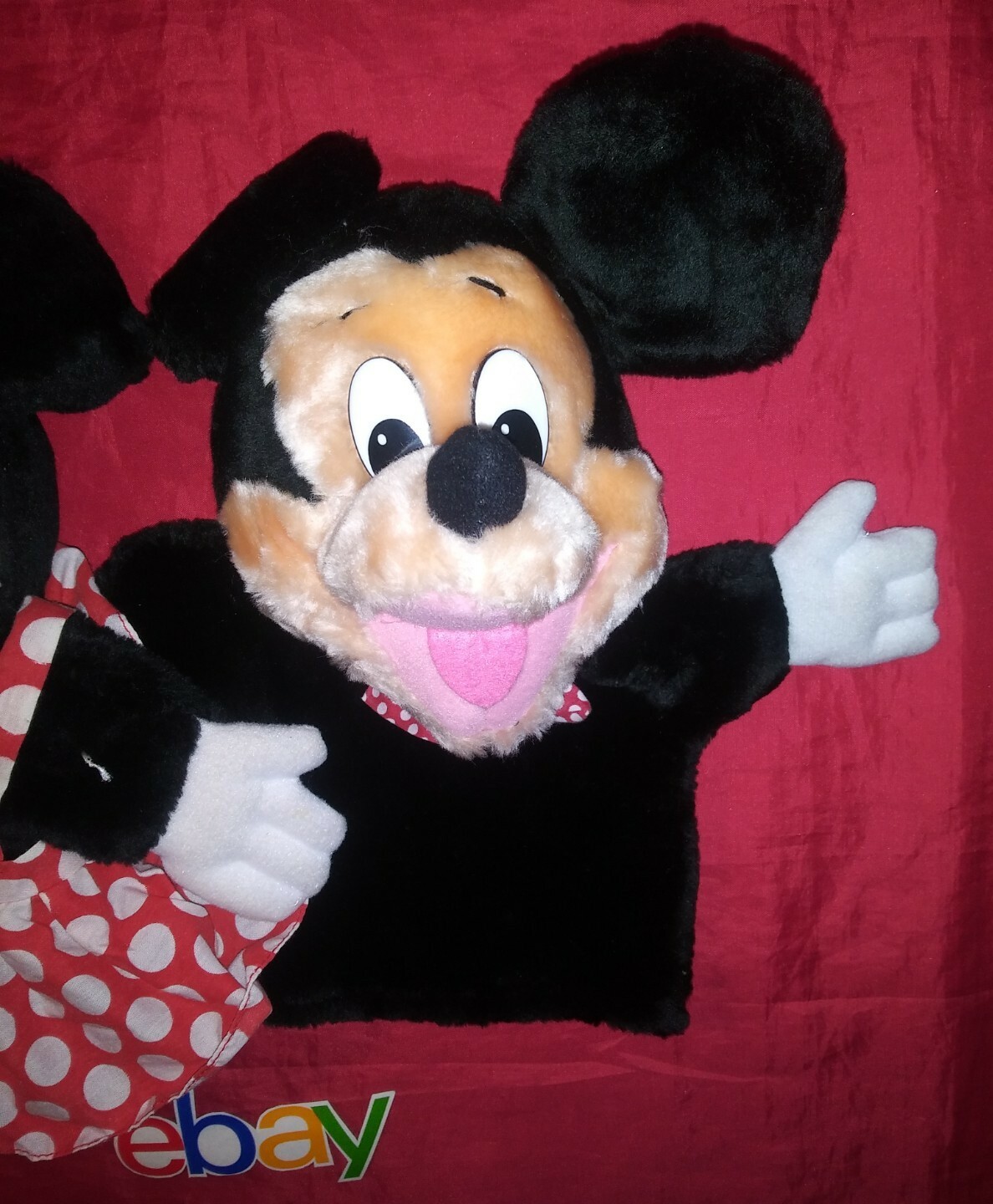 Excellent Mickey Mouse 2 PC Vintage MICKEY & MINNIE Mouse Disney Hand Puppets Applause Plush ...
