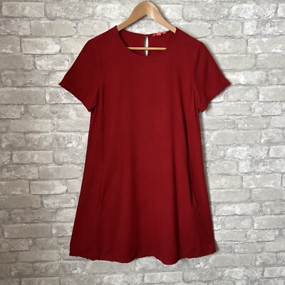 Eileen Fisher Women's Petite Small Red 100% Silk Noil A-Line Textured Dress  | eBay