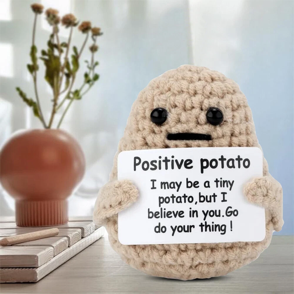 Positive Potato SwirlColor Funny , Cute Mini Wool Knitting Potato Pocket Hug In A Pocket - Foto 5