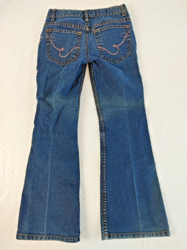 L.E.I. Gabby Lowrise Flared Jeans Embroidery Details Adj Waist Sz 7 #15230 - Picture 4 of 5