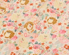 OEKO TEX Pomeranian with Flower Cotton Fabric by Yard