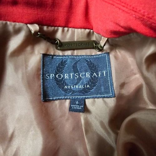 Vintage Sportscraft Womens Blazer Jacket Size 6 Red Wool Blend 3/4 Sleeve Collar - Picture 12 of 14