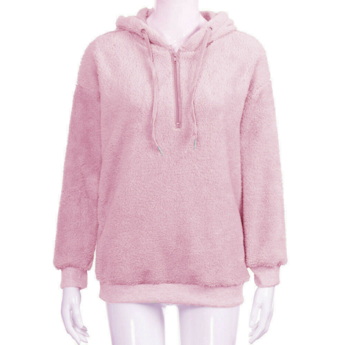 Womens Ladies Warm Teddy Bear Fleece Hoodie Jumper Hooded Pullover Sweatshirt - Picture 12 of 30